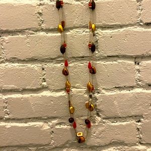 Gold necklace with colored stones
